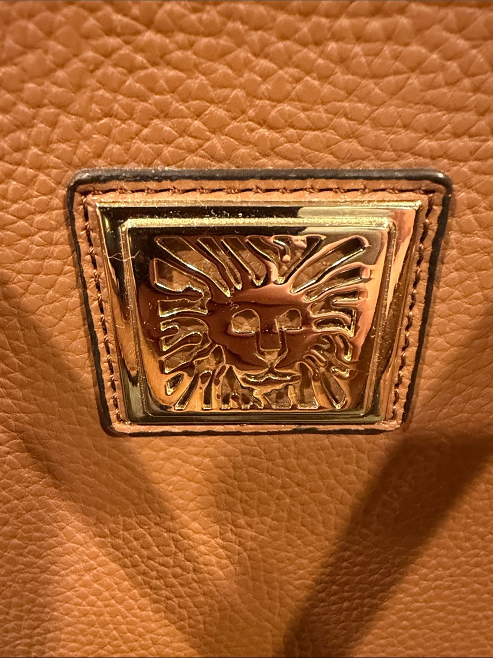 Women's Faux Leather Tote Bag in Tan - Branded Signature Emblem Anne Klein - Picture 6 of 7